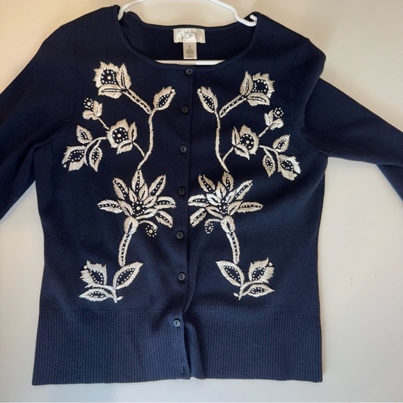 Ann Taylor Loft Woman’s Top Button Down Embroidered Cardigan Sweater Size M - Picture 10 of 13